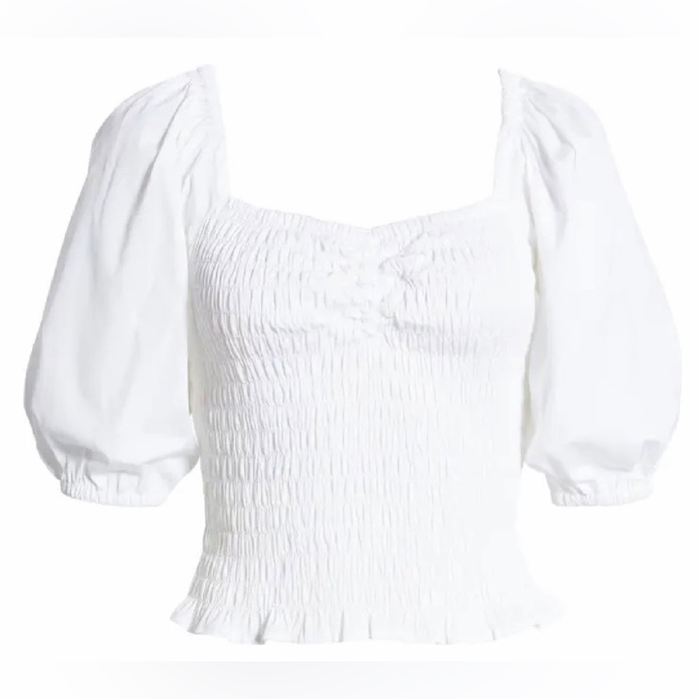 Open Edit Puff Sleeve Smocked Top Size small NWT - Picture 6 of 10